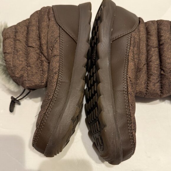 The North Face Women's Thermoball Micro-Baffle Brown Faux Fur Snow Boots Size 10 - Picture 6 of 9